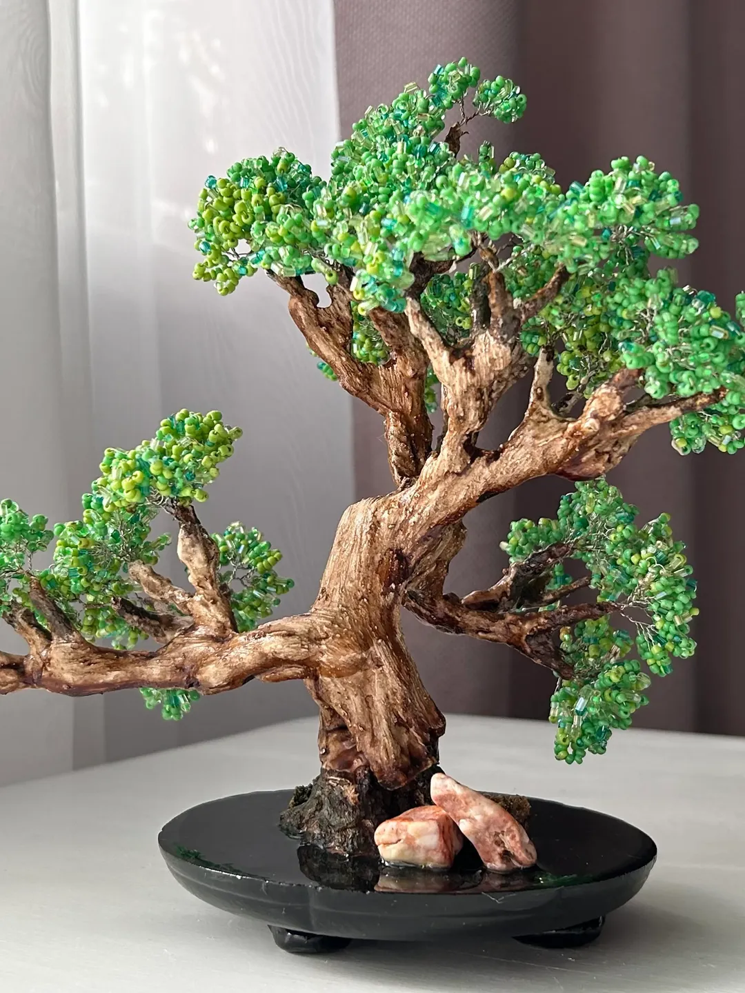 Handmade artificial bonsai tree of beads | exclusive decoration