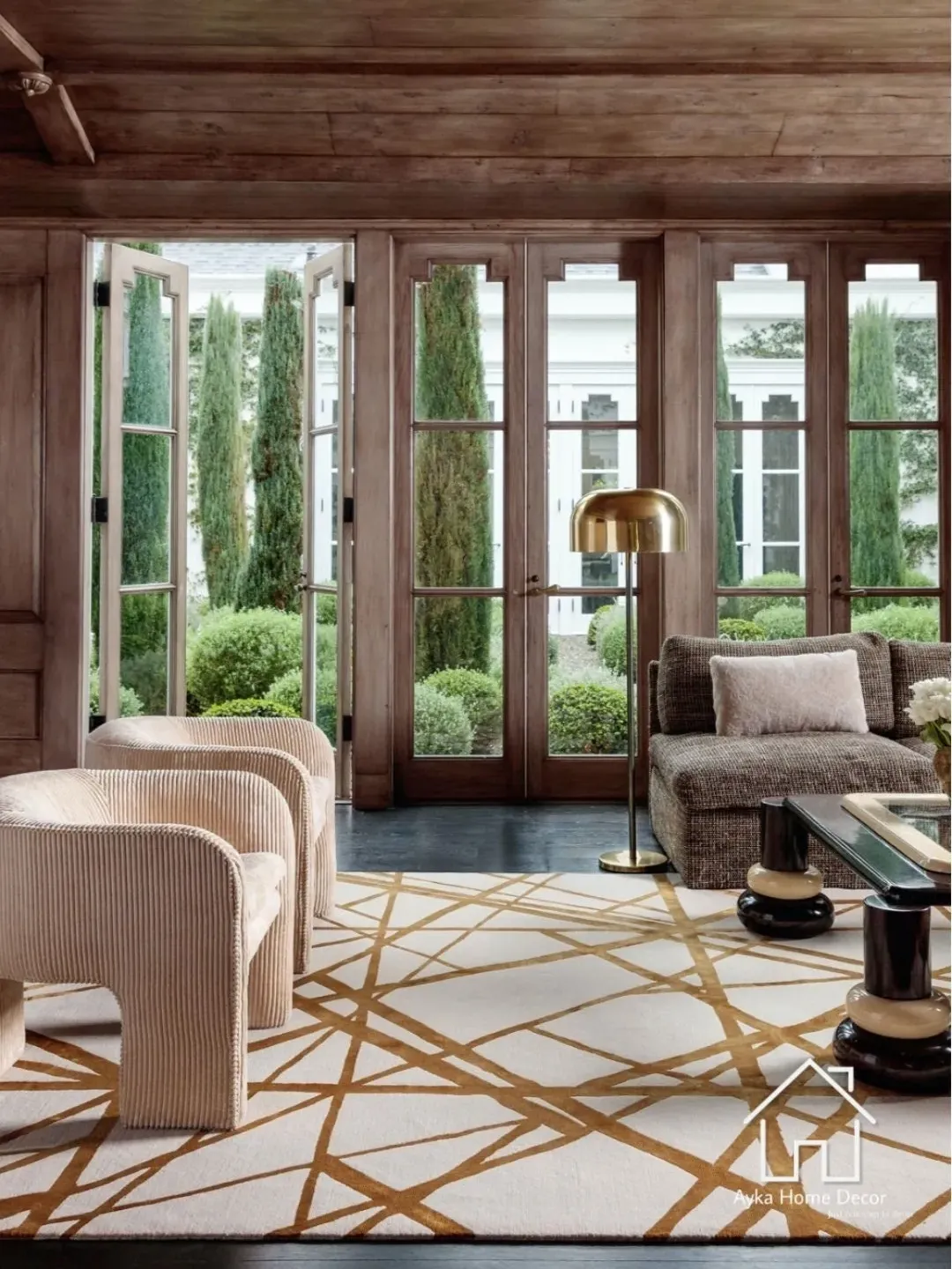 Trans Ocean Textured Hand Tufted ( White-Gold/Blue ) Traditional Area Rug Woolen Carpet Large Area Rug Silk & Wool For Customized Size Dm us