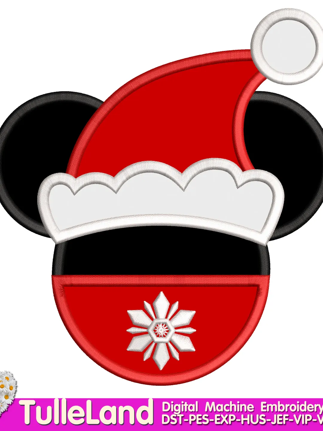 Christmas Mouse with Santa hat Mouse Ears My First Christmas Santa Baby Design applique for Machine Embroidery