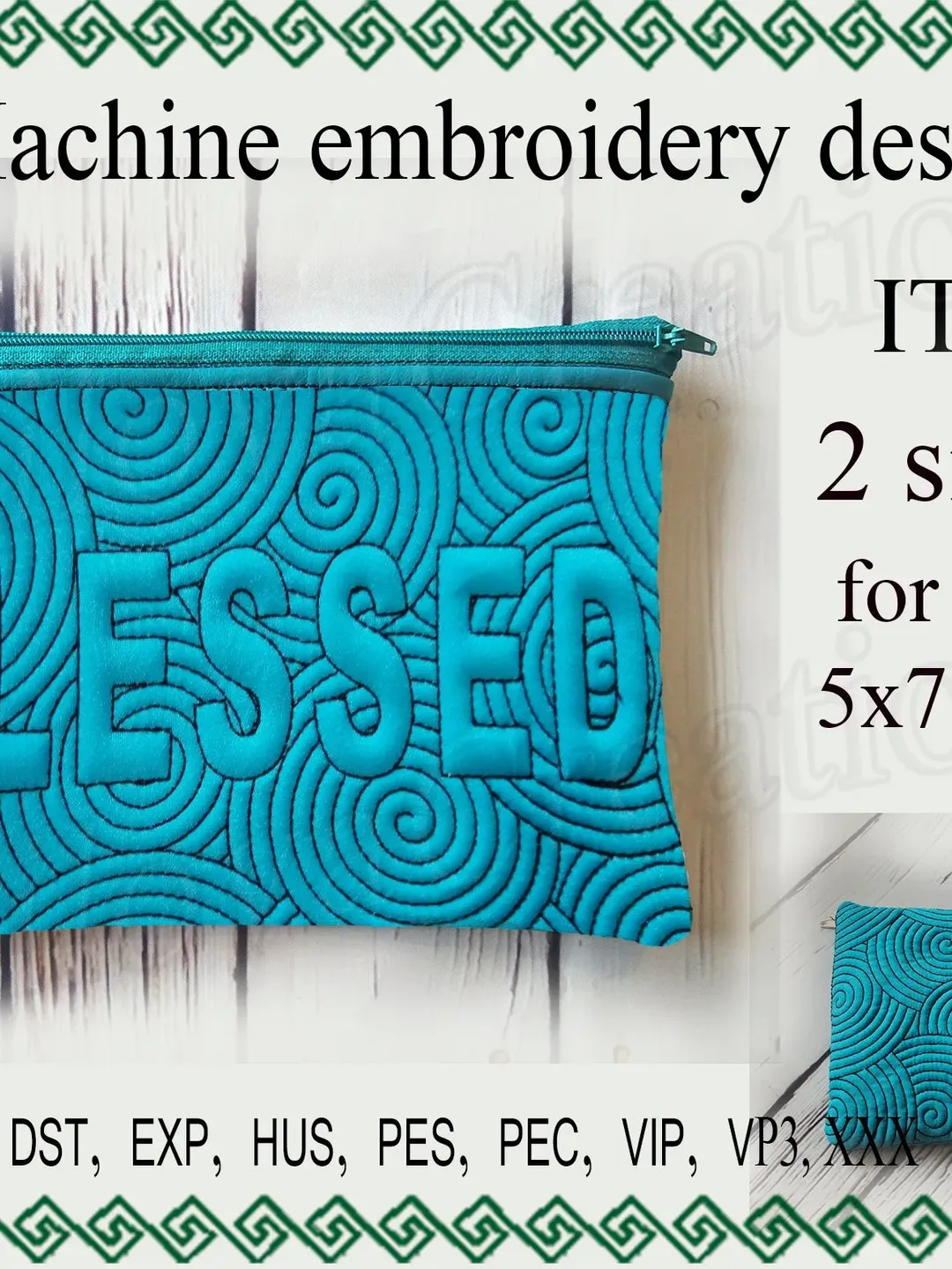Machine embroidery design blessed zippered bag travel zip bag embroidery designs. ITH zippered bag Embroidery Design. File Instant Download