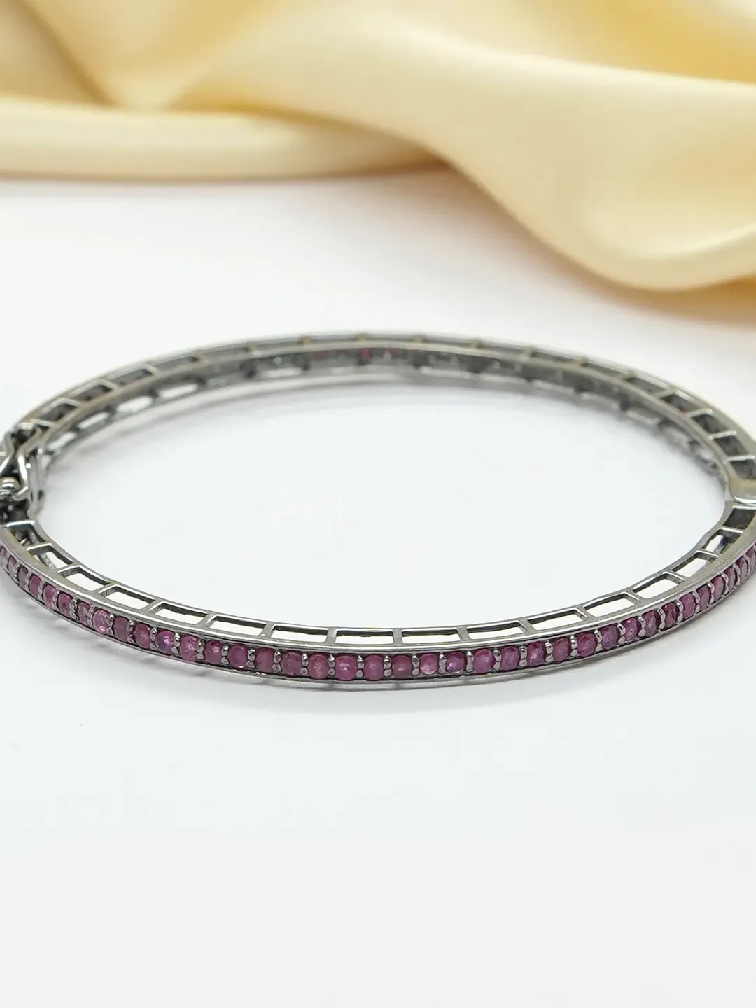 Natural Ruby Bangle, Openable Cuff Bangle, Dainty Bangle, Solid 925 Sterling Silver, Ruby Jewelry, Women Bangle, Cuff Ruby Bangle