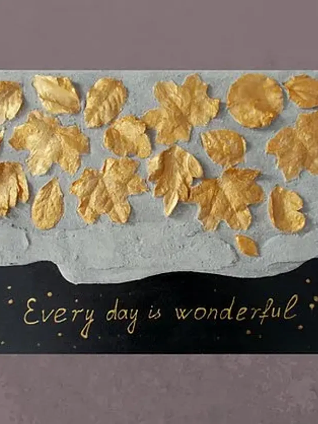 Black and gold artwork Interior picture Textured wall art Plaster Gold artwork