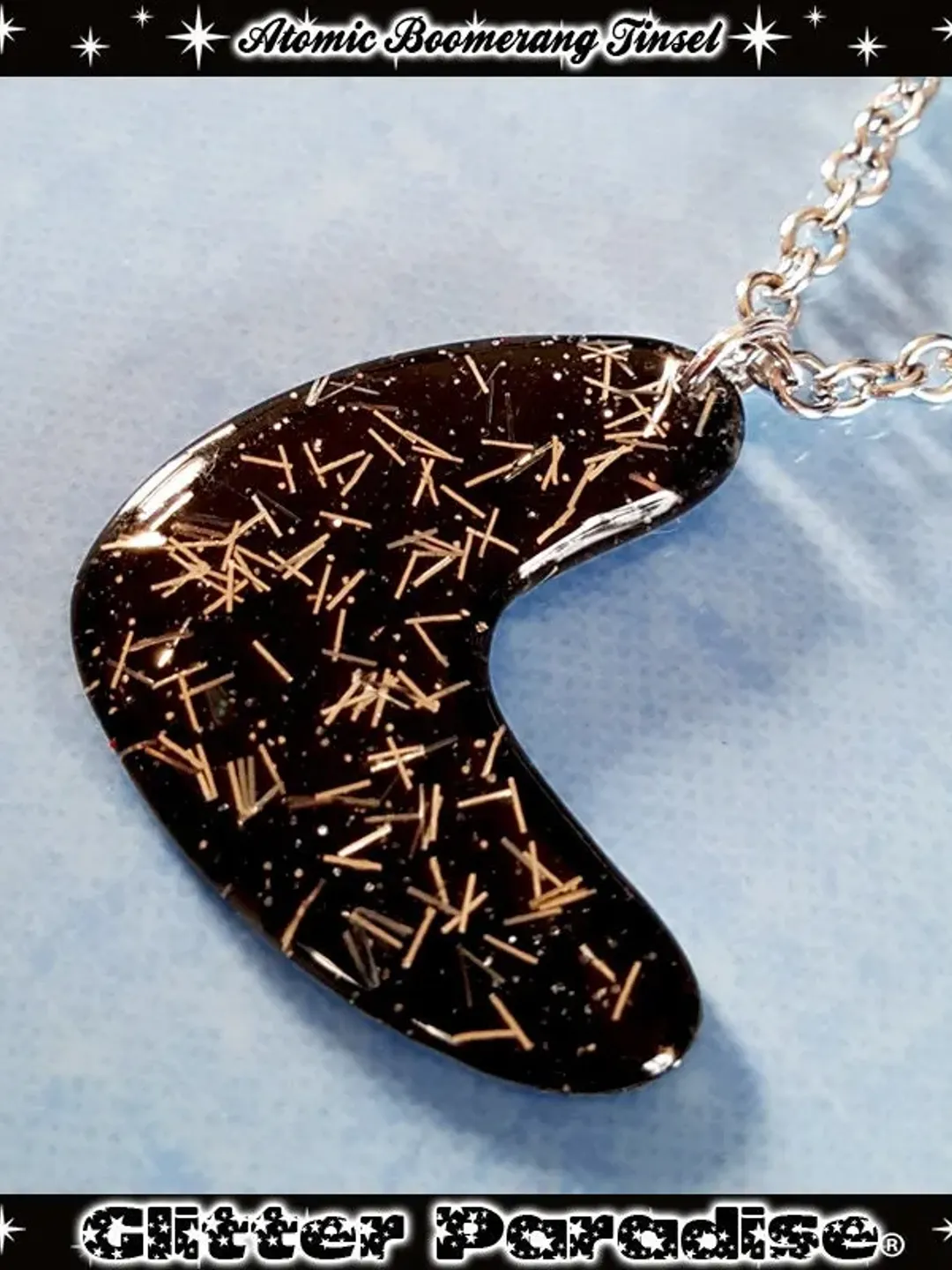 Boomerang Lucite Tinsel - Necklace - Atomic Boomerang Necklace - Mid-Century Modern - 1950s - Vintage Inspired - Retro