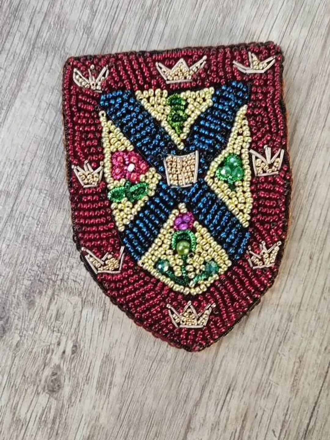 Brooch embroidery Emblem beaded brooch, beaded badge embroidered Accessories, Beaded Brooch, Quinn's university Brooch