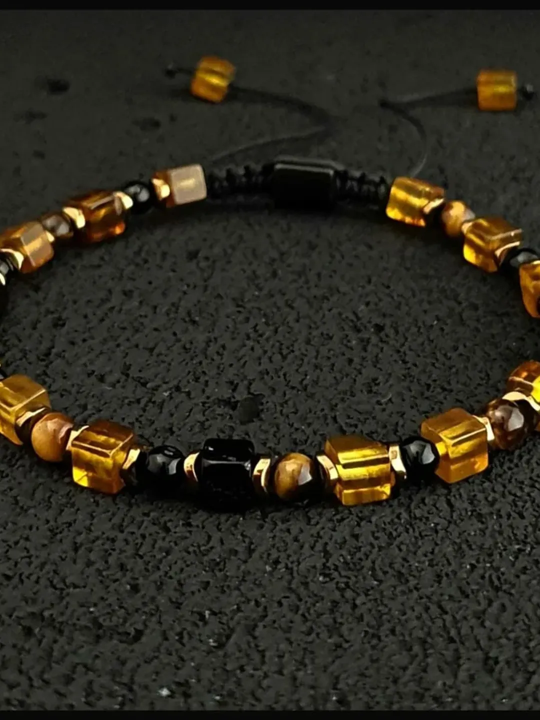 Macrame Amber Bracelet, Agate, Tiger's Eye and Hematite Beaded Jewellery, Baltic Amber, Gifts for Men, Women Bracelets, Christmas Gifts