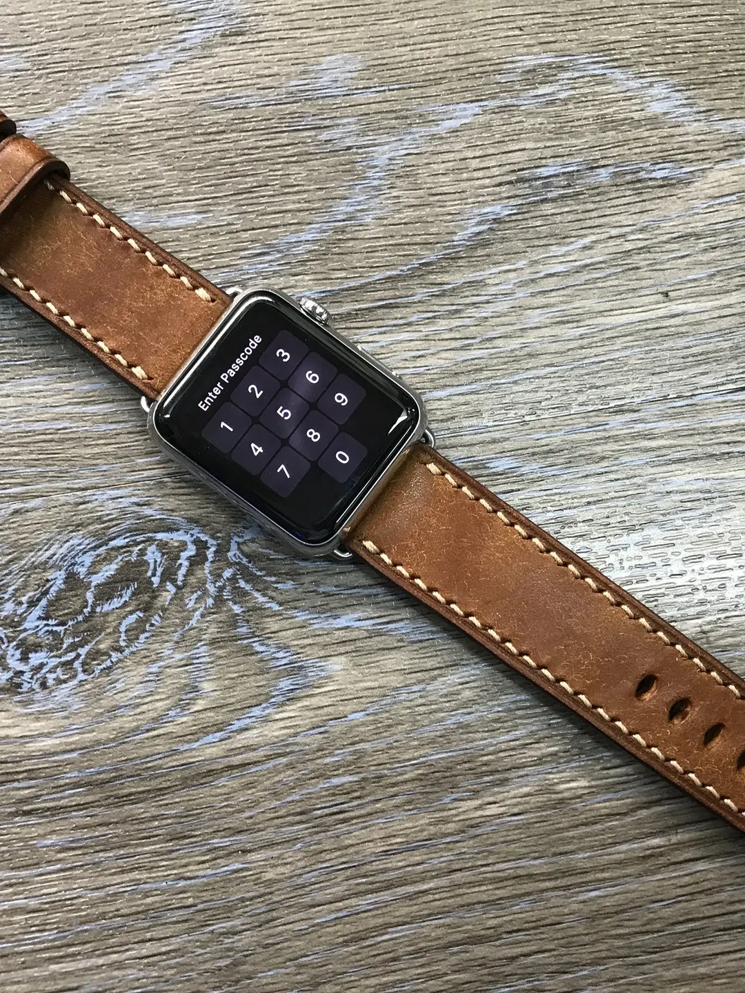 Smart Watch Leather Band, Brown iWatch Genuine Leather Straps, Apple Watch Band 45mm Series 7, Series 6 44mm, Fitness Watch Band 41mm 40mm