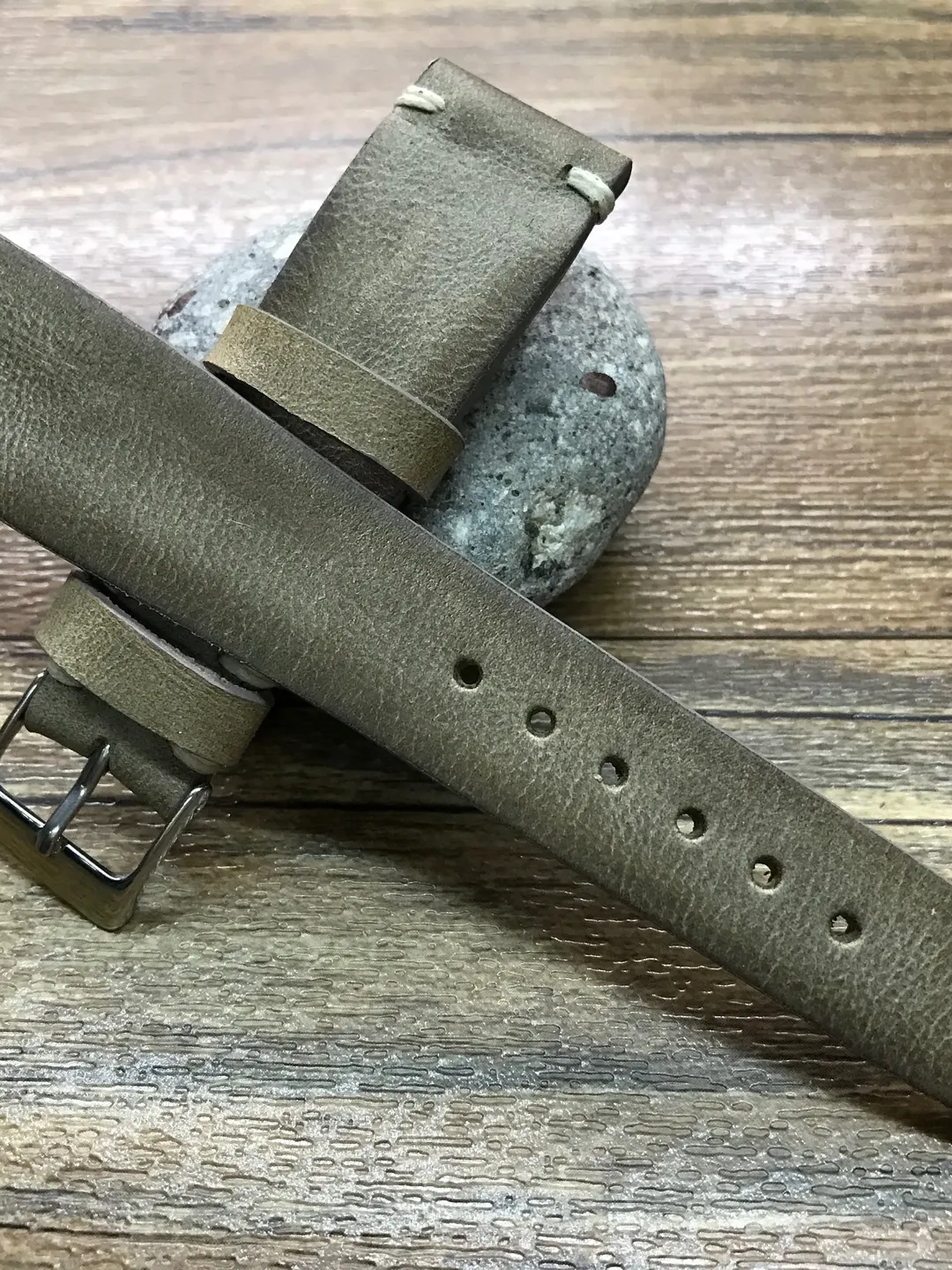 Leather watch strap, Leather watch band, Vintage Gray watch band for 19mm, 20mm lug, Gray watch band, FREE SHIPPING