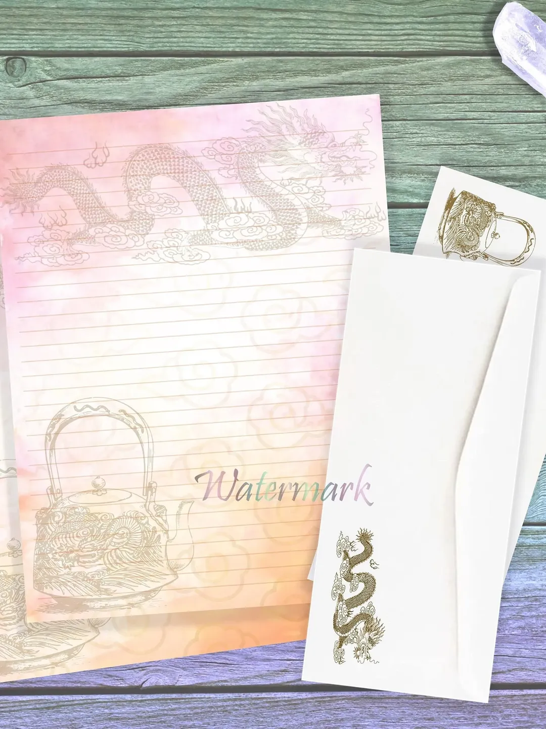 Tea Dragon Writing Paper | Teapot Letter Page | Asian Dragon Stationery | Tea Letter Paper | Junk Journal | Dragon Paper | Letter Writing