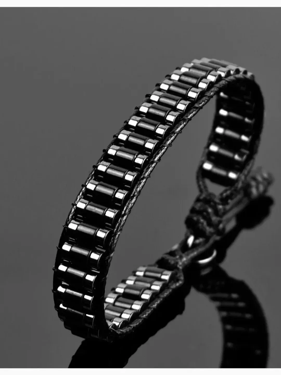 Original Obsidian Bracelet with Hematite, Obsidian Gemstone, Unisex Gemstone Jewelry, Special Design Bracelet, Black Obsidian Arm Band