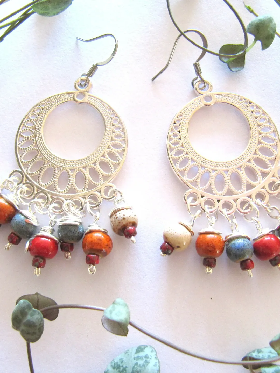 Long Hippie earrings, boho earrings, pearl earrings, gipsy earrings, women earrings, women jewelry, gift for women, summer earrings, boho