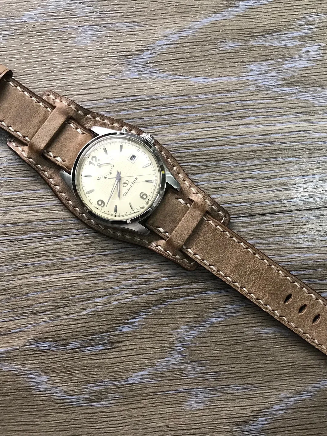 Leather Watch Band, Leather watch strap, Cuff band, Full bund strap, 20mm watch band, 19mm strap, Brown watch strap, Vintage, FREE SHIPPING