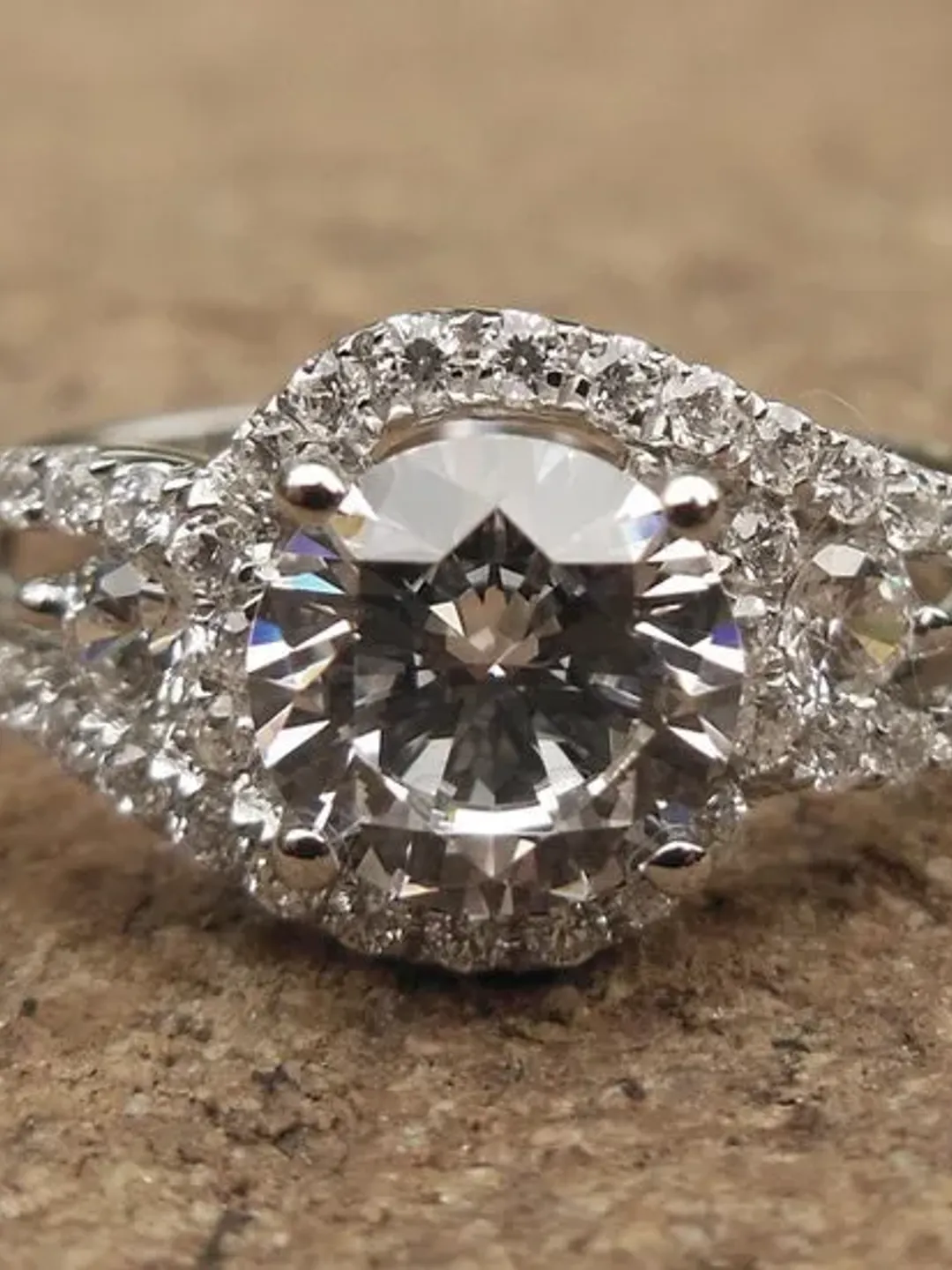 Solid 14K White Gold 6MM Round Shape Semi Mount Ring / Engagement Ring