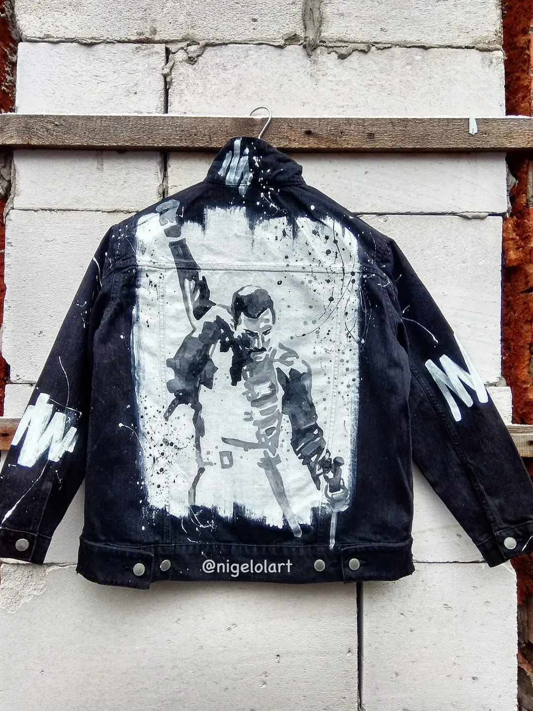 Painted denim jacket Freddie Mercury Jeans jacket Portrait Personalized jacket
