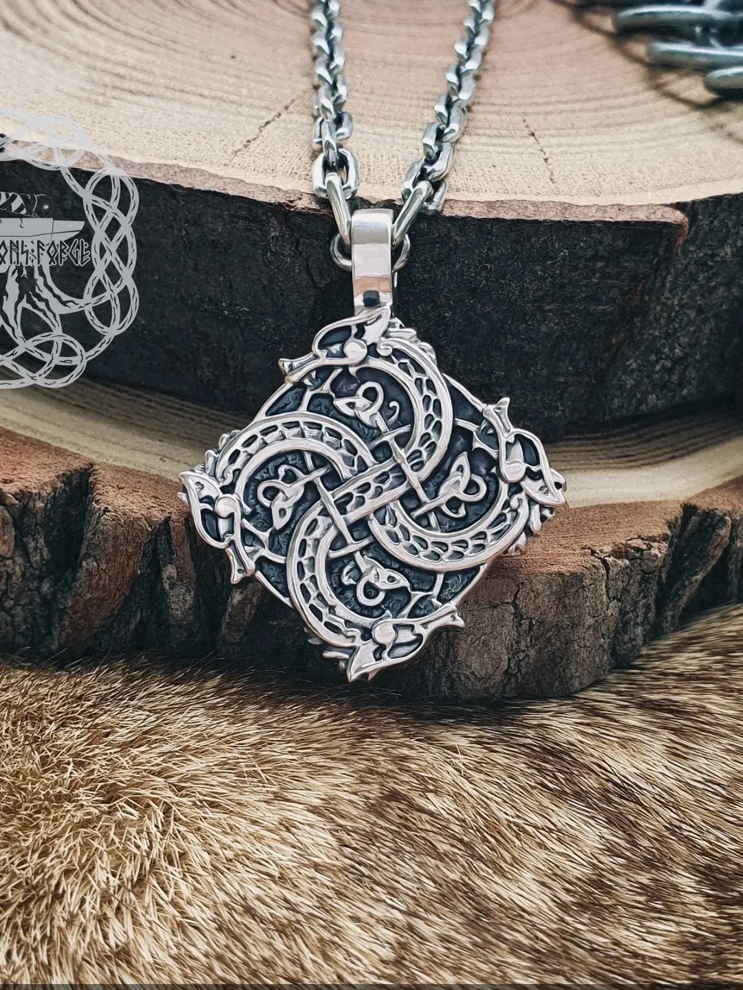 Viking Dragons Pendant, Viking Urnes  Pendant, Sterling Silver Viking Pendant,  Scandinavian Jewelry, Viking Jewelry