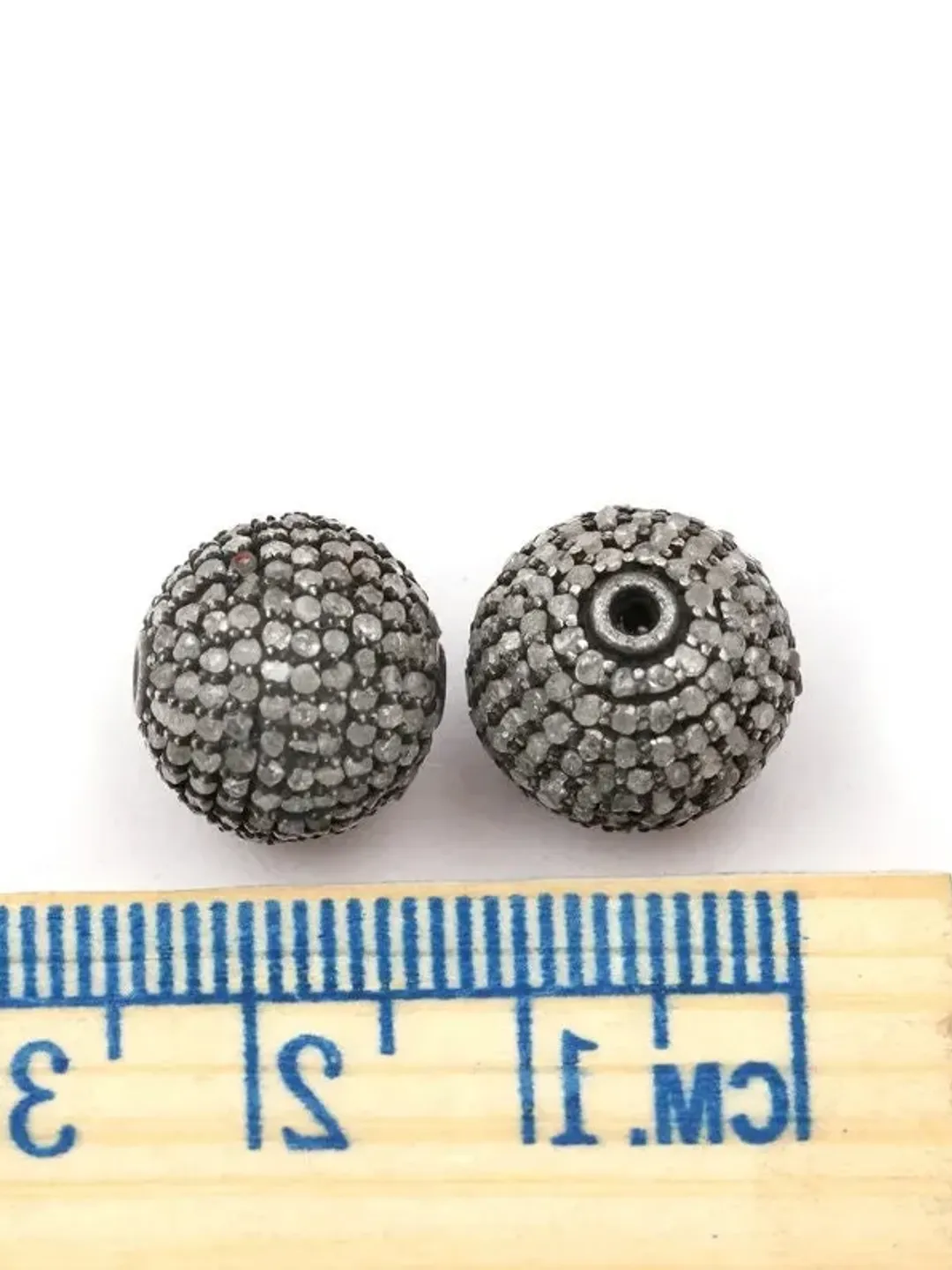Pave Diamond Beads, Round Ball Beads, 925 Sterling Silver Beads, Diamond Beads, Spacer Beads, Jewelry Connector Beads, Pave Beads
