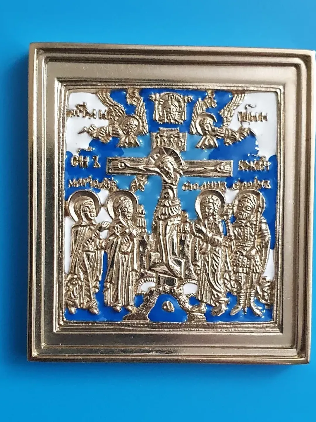 The Crucifixion of Jesus Christ | brass icon colorful enamel | copy of an ancien icon 19 c. | Orthodox store