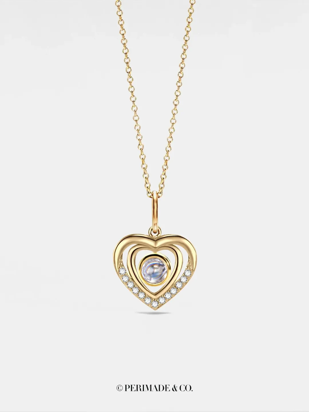 PERIMADE Heart Photo Projection Necklace • Custom Memorial Picture Necklace • Personalized Sterling Silver Jewelry • Trendy Best Friend Gift