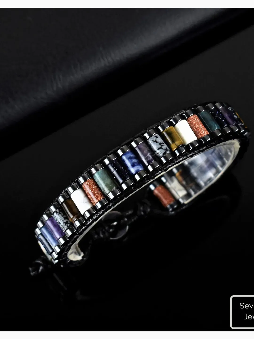 Authentic Gemstone Bracelet, Tiger's Eye, Obsidian, Sunstone, Sodalite, Amethyst, Howlite, Indian Agate, GoldStone, Genuine crystal bead