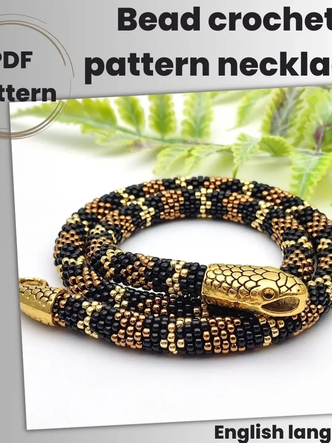 Snake necklace pattern, PDF file, Pdf pattern brown necklace, Jewelry pattern, PDF pattern rope necklace, DIY necklace