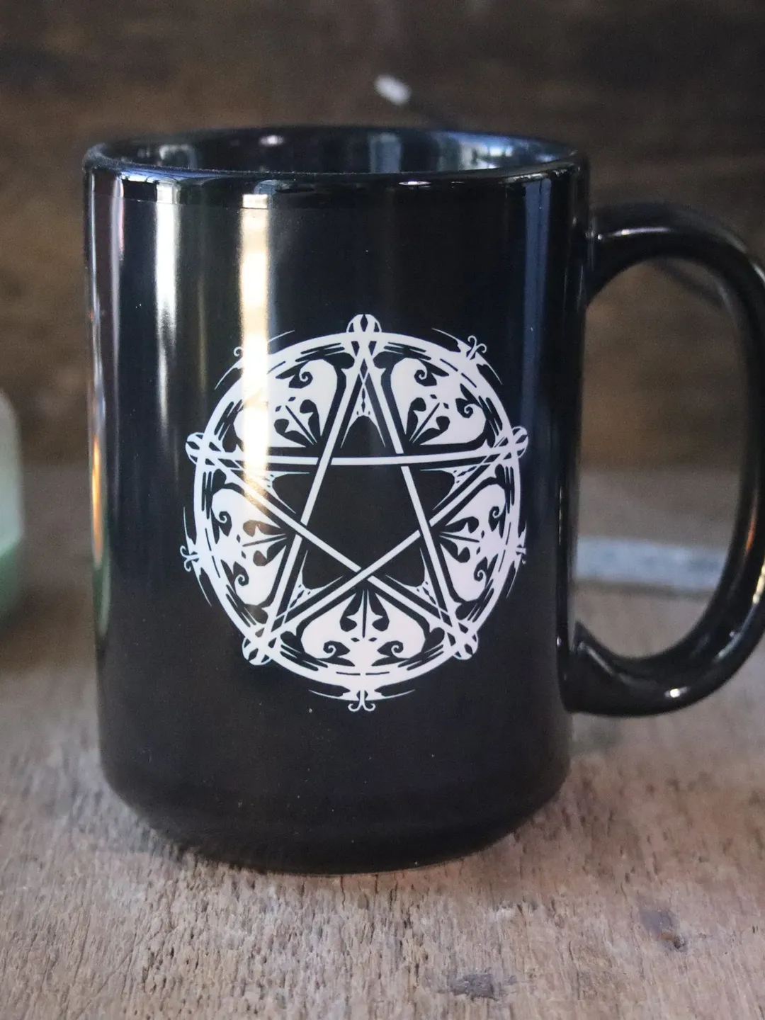 Arachne's Pentagram Mug, Pentagram Mug, Pentacle Cup, Pagan Mug, Black Pentagram Mug 15oz, Pentacle Mug, Witchy Decor