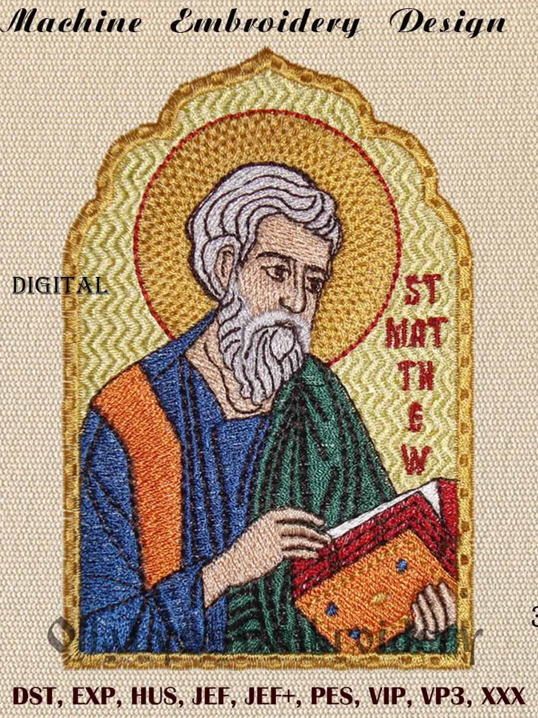 Saint Matthew the Evangelist machine embroidery design