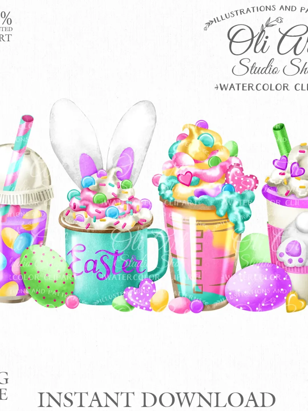 Easter Spice Latte. Easter coffee PNG. Drinks. Spring Digital File. Easter eggs. Digital Download. OliArtStudioShop