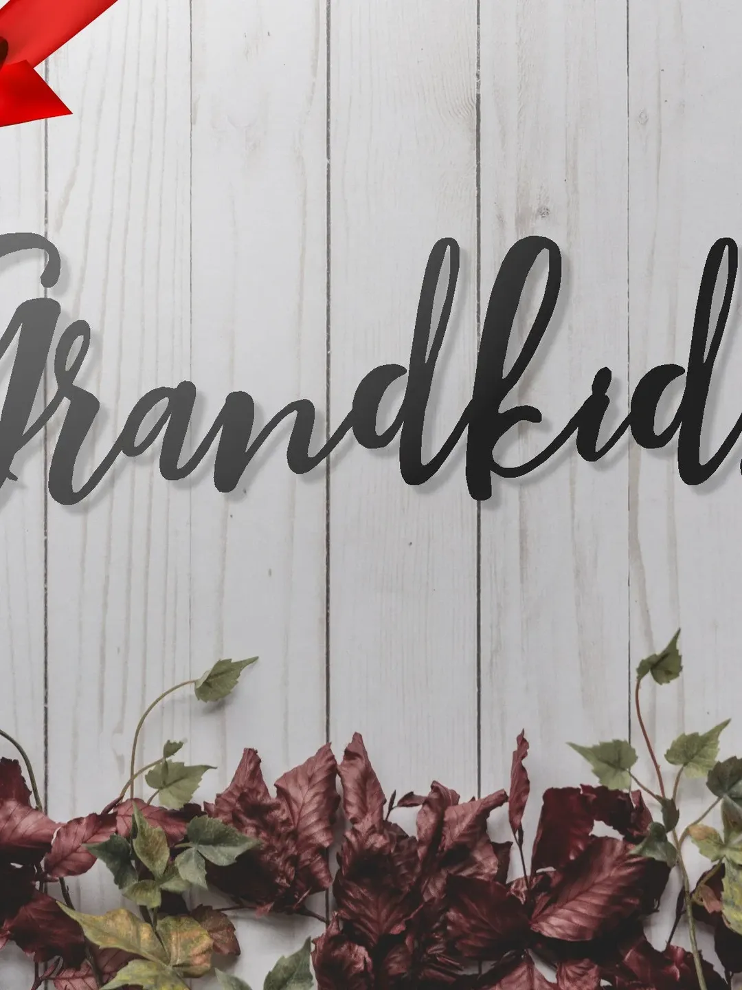 Grandkids Sign, Metal Word Sign, Grandkids picture decor, Grandkids cursive caligraphy, metal sign