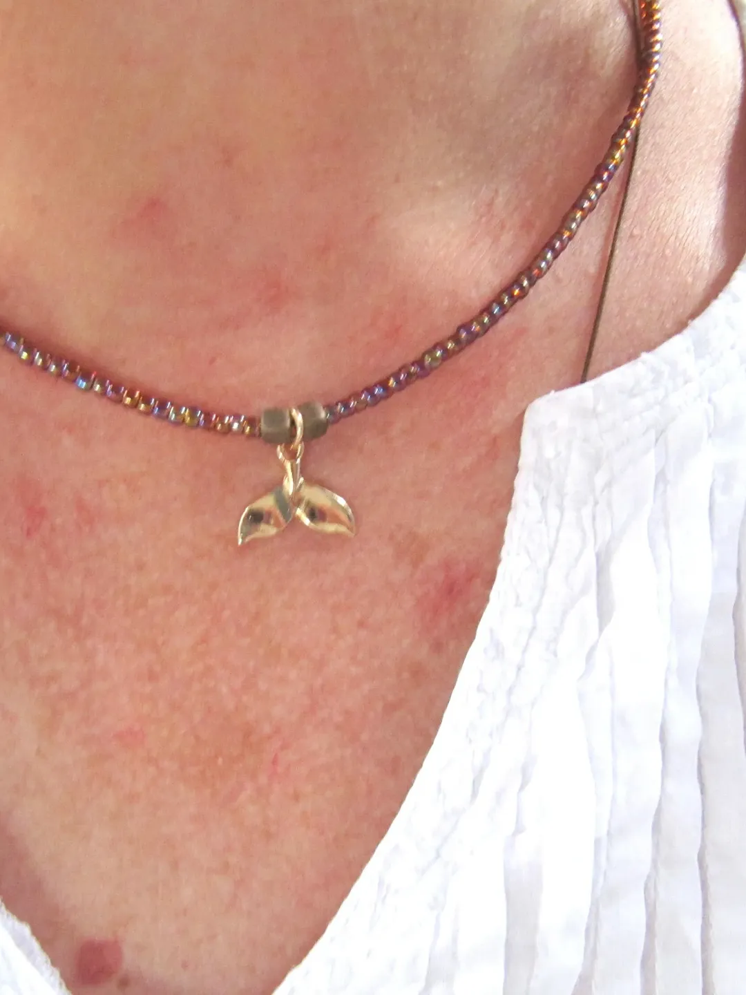 Adjustable necklace with gold pendant in Boho style, necklace hippie with crystal beads and gold pendant