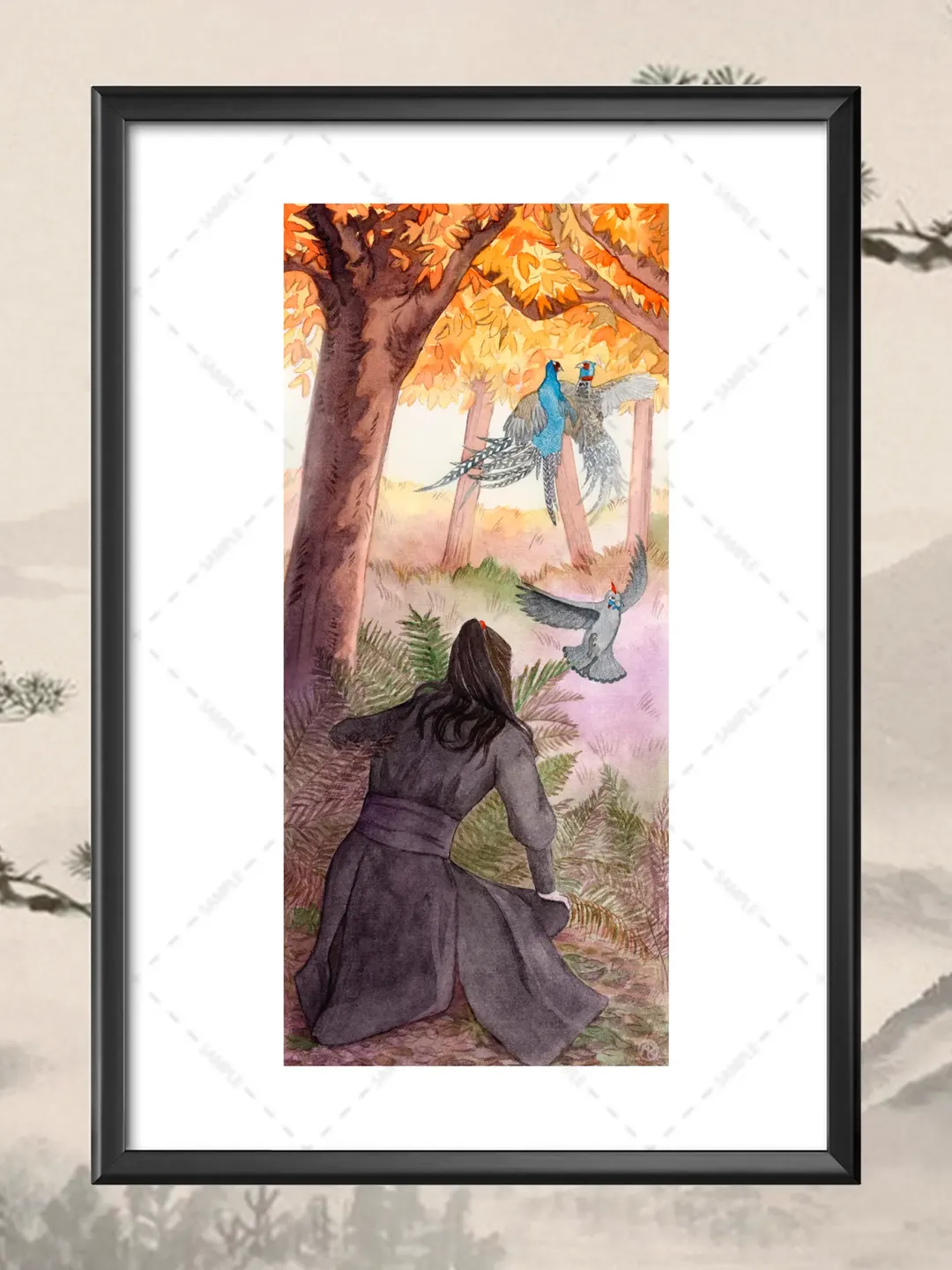 Art Print Pheasant hunting inspired by Mo Dao Zu Shi / A4 / Forget About Regrets / Lan Wangji / Wei Wuxian