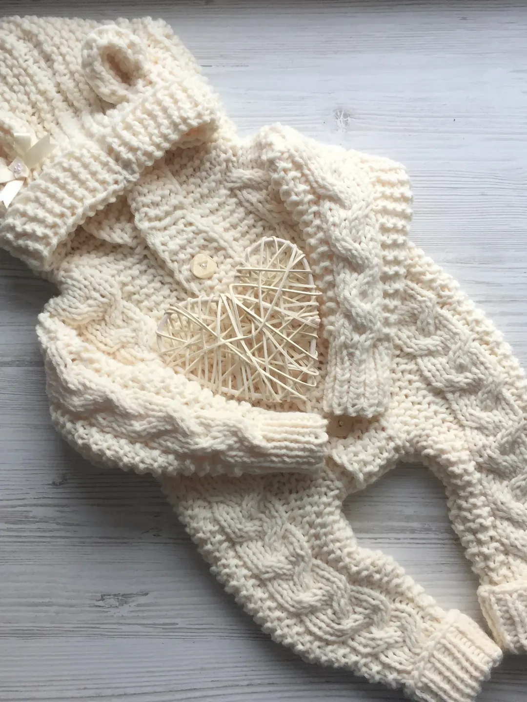 Knitting overall for baby girl. Newborn overall. Take home overall. Overall with bear ears. Baby shower gift for baby girl. Knit romper .