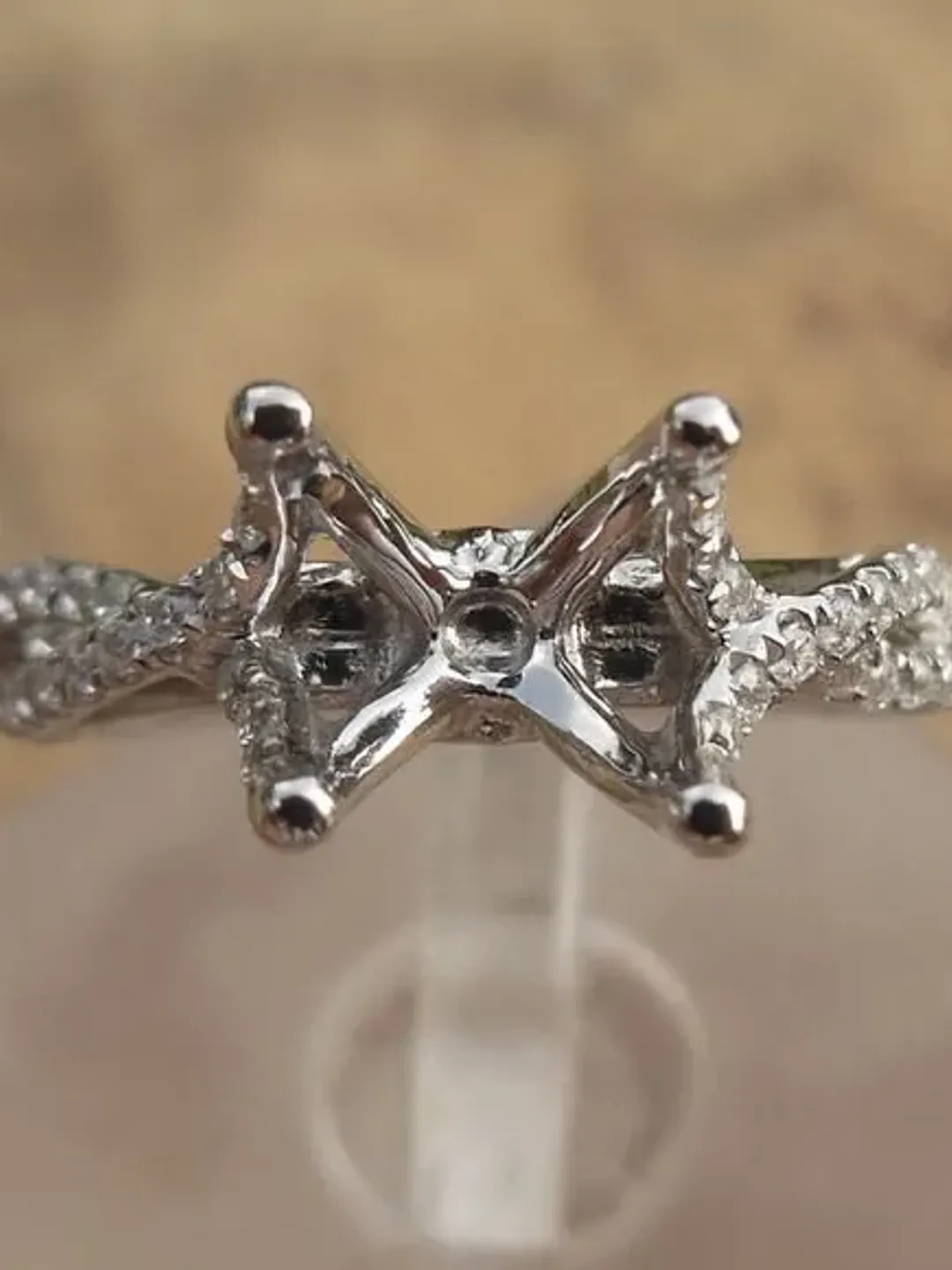 Princess Cut 6mm Diamond Engagement Ring in 14k White Gold, Semi Mount Ring