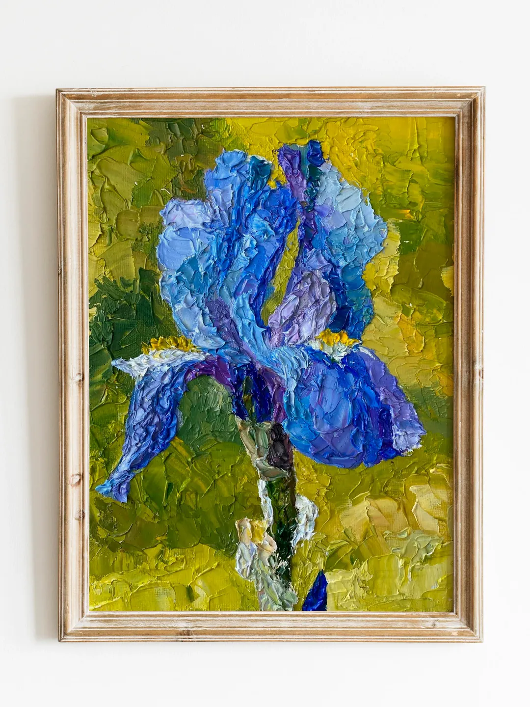 Iris-original oil painting on canvas, impasto art,flower,Wall Art,botanical art