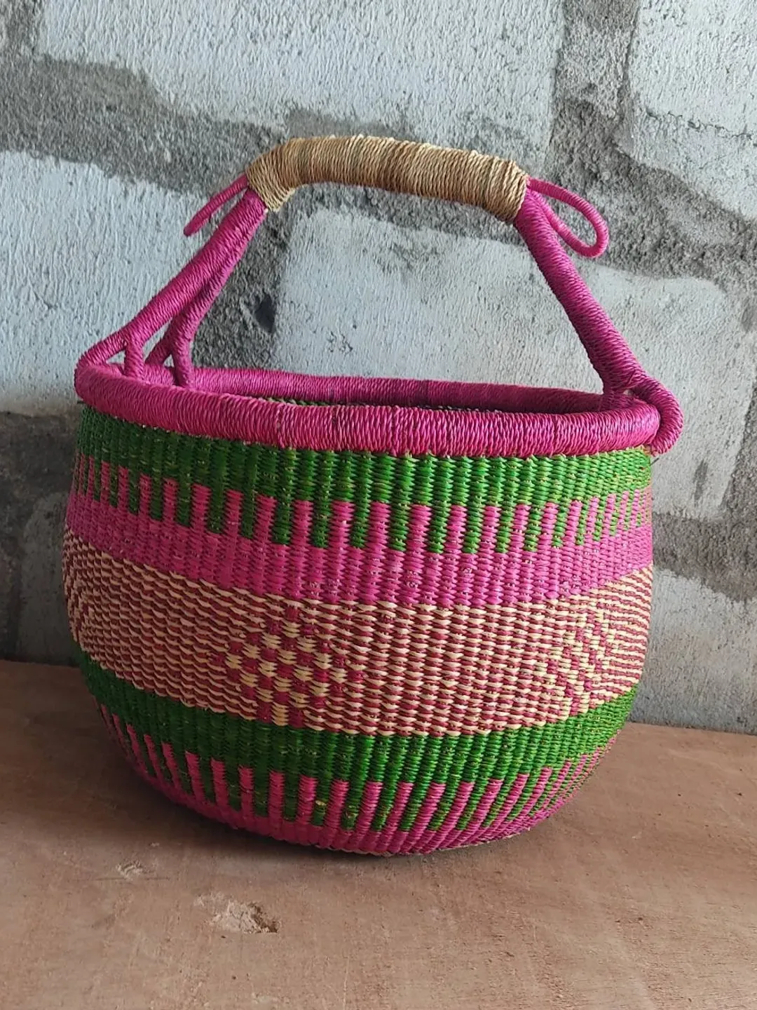 Ghana Woven Market Basket | Harvest Basket | Shopping Basket | Birthday Gift Basket