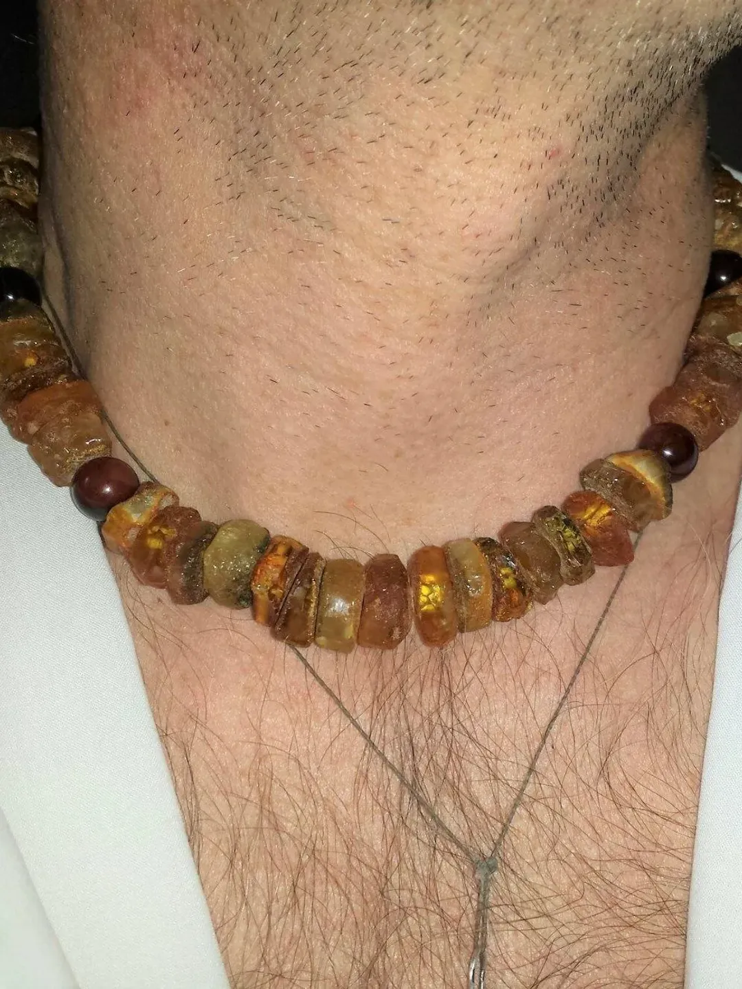 Natural Amber Mens Necklace Raw Baltic Amber Choker Necklace Gift For Men Adult Gemstone Amber jewelry Gemstone Healing protection