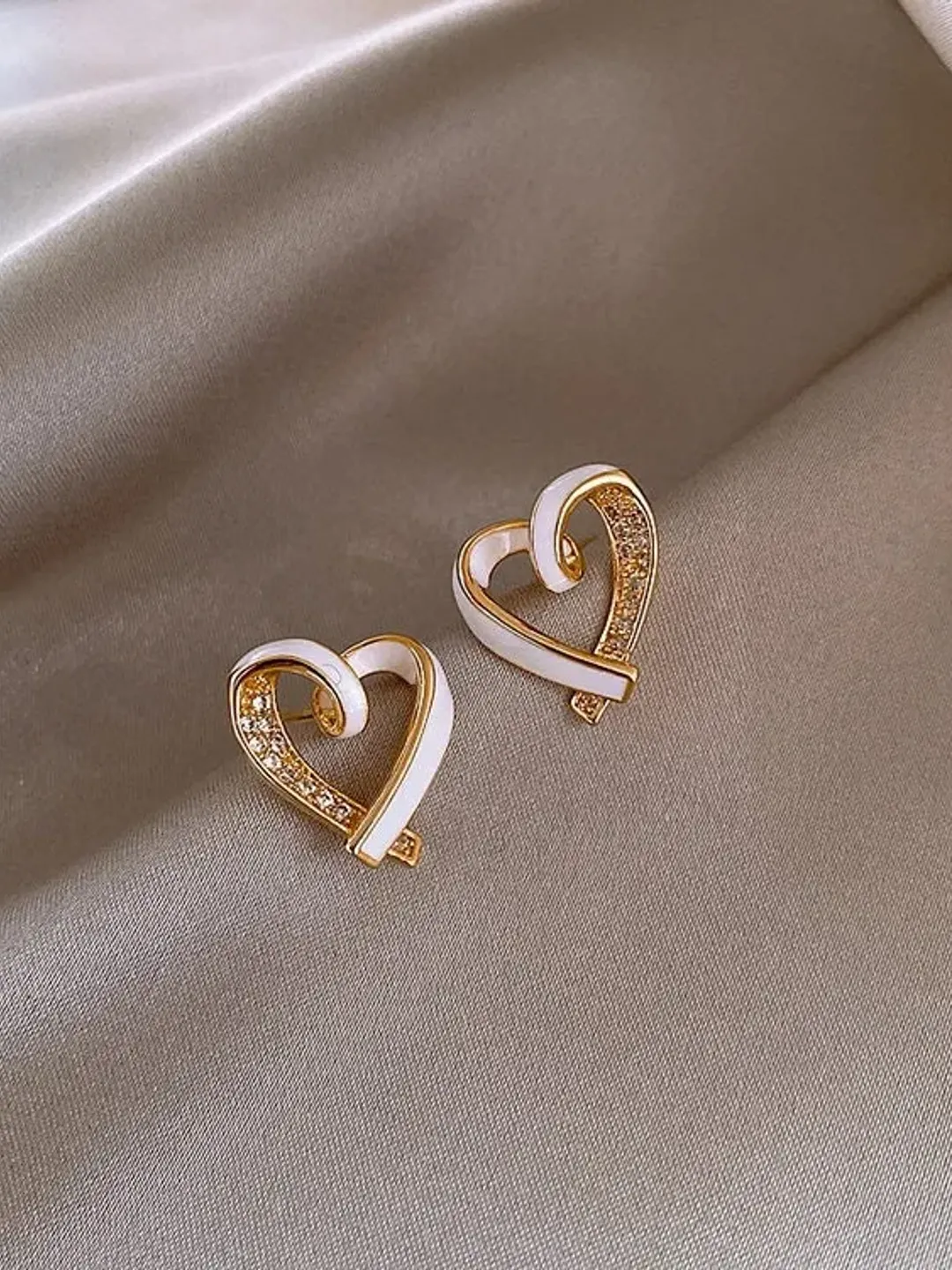 Gold Plated Heart Shape Stud Earrings, Heart Shaped Studs, Heart Stud Earrings Gold, Gold Heart Shape Earrings, Gold Heart Earrings