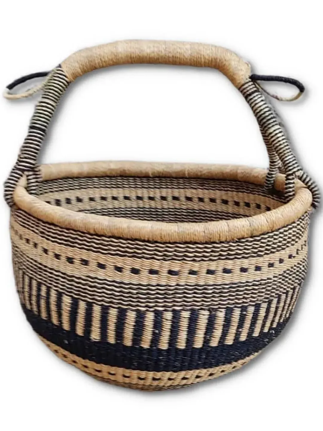 Large Round Bolga Market Basket, Large Woven Basket, Food Gift Basket, Christmas Gift Basket, Picnic Basket, Plant Basket