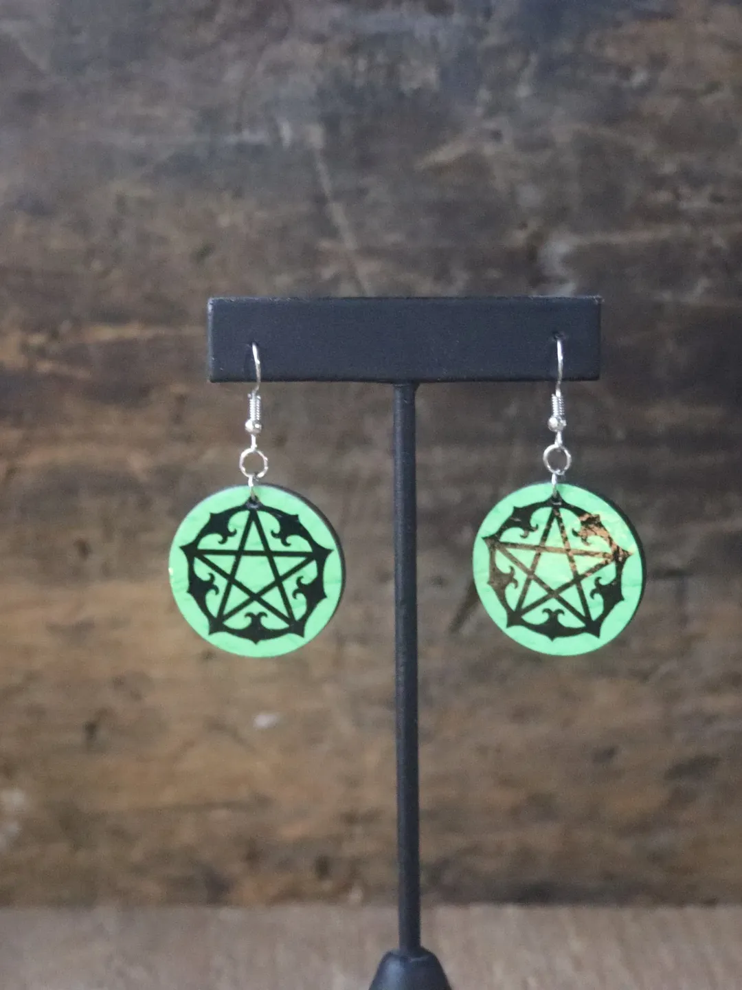 Pentacle Earrings, Printed Pentacle Design Earring, Witchy Earrings, Witch's Jewelry