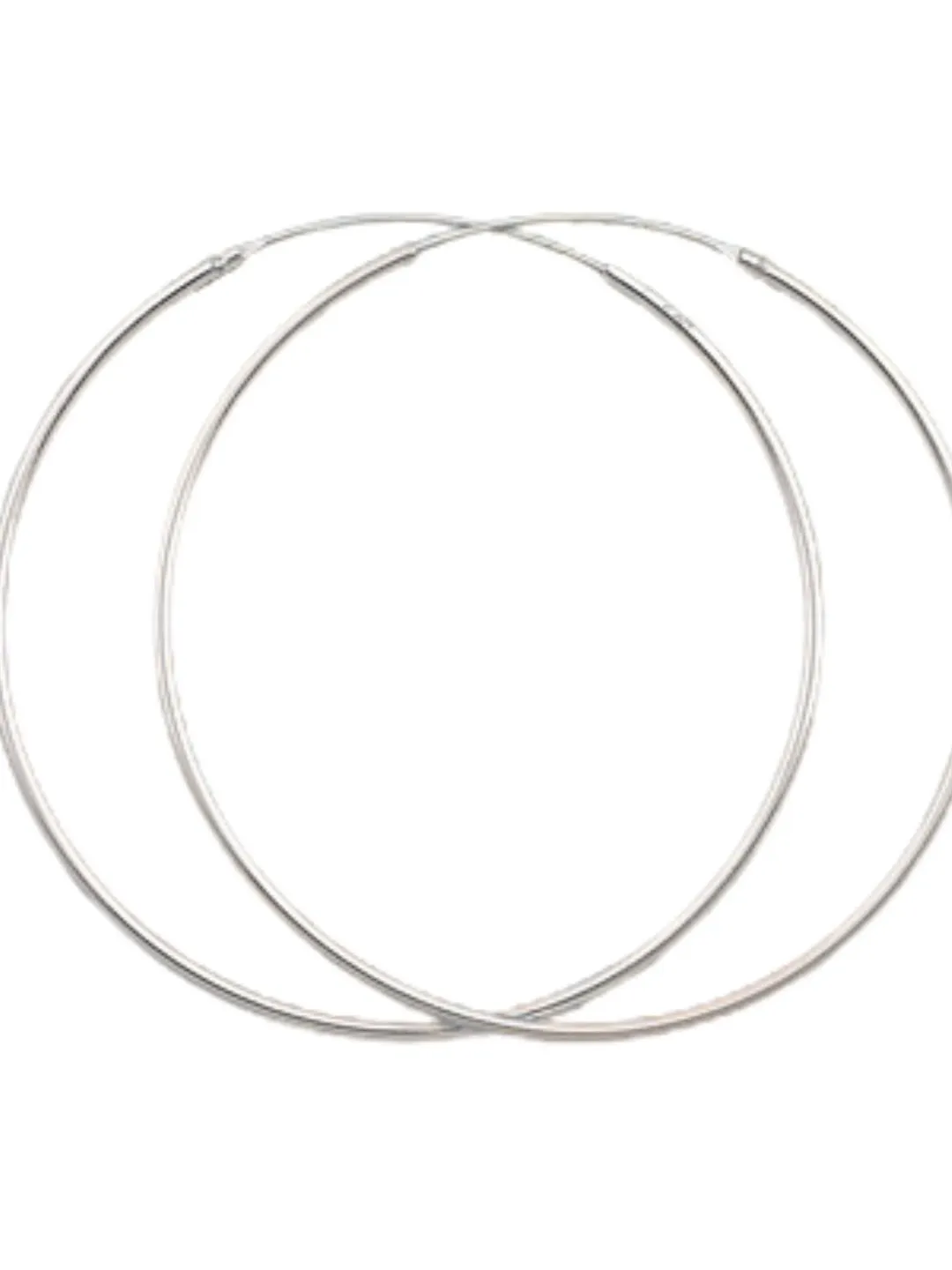 Hoop Earrings solid 925 Sterling Silver hoop Loop earrings 45mm, Continuous Hoop earrings 1.2mm thick, Hoop earrings for women