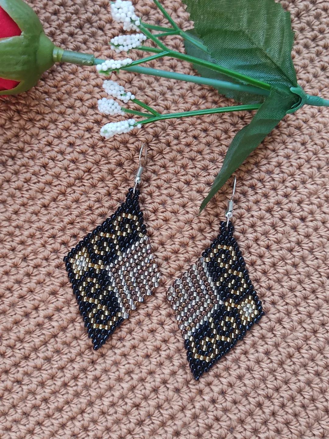 Seed Bead Fringe Earrings ⋄ Bohemian Beaded Fringe Earrings ⋄ Handmade Boho Dangle Indigenous Jewelry