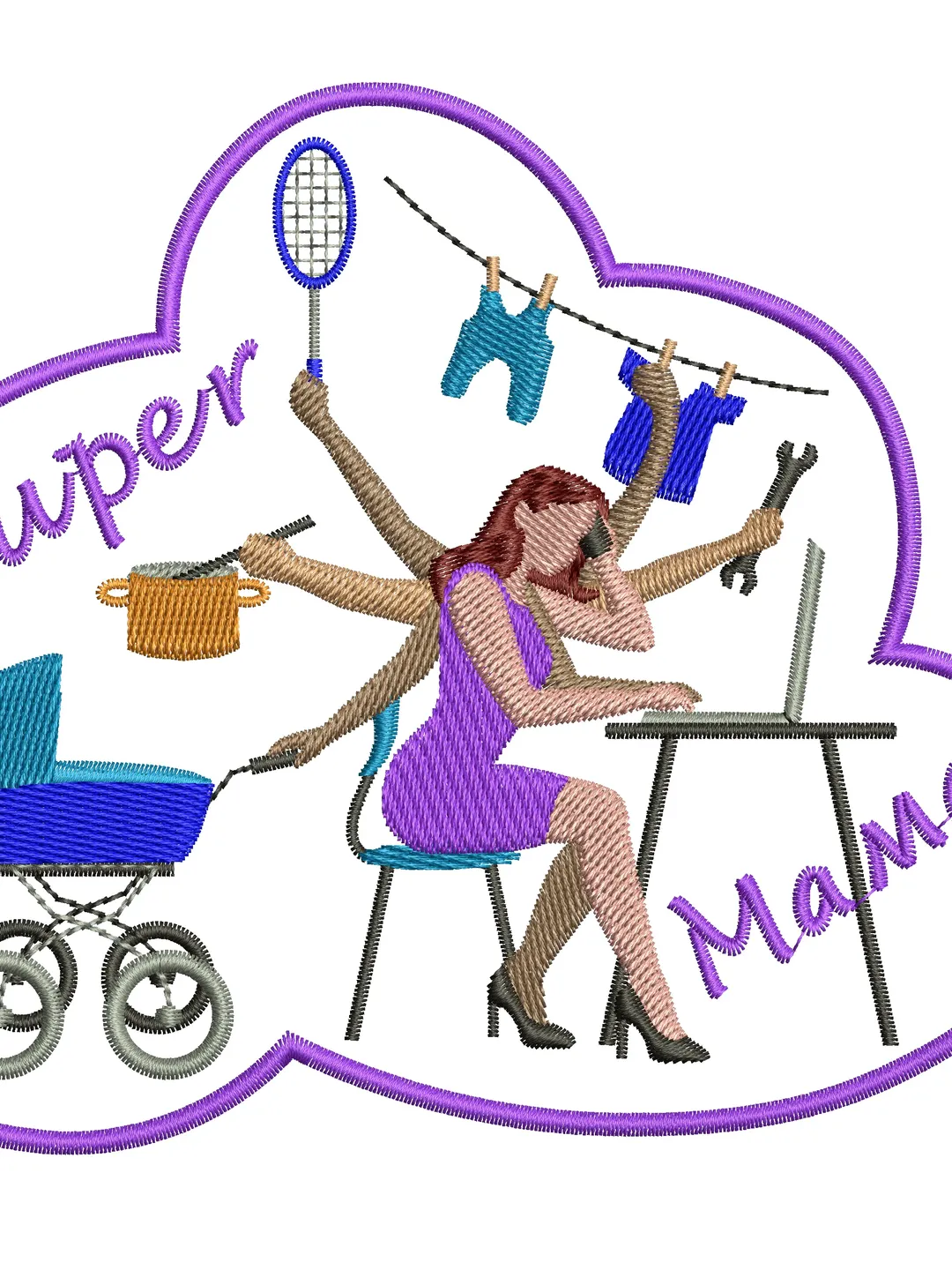 Mother's day machine embroidery design patch