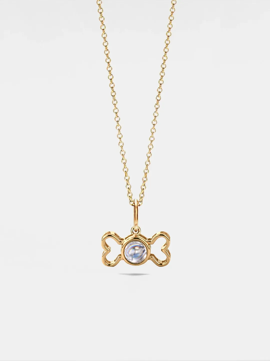 PERIMADE Dog Bone Projection Necklace • Personalized Picture Inside Pendant • Sterling Silver Keepsake Jewelry • Trendy Best Friend Gift