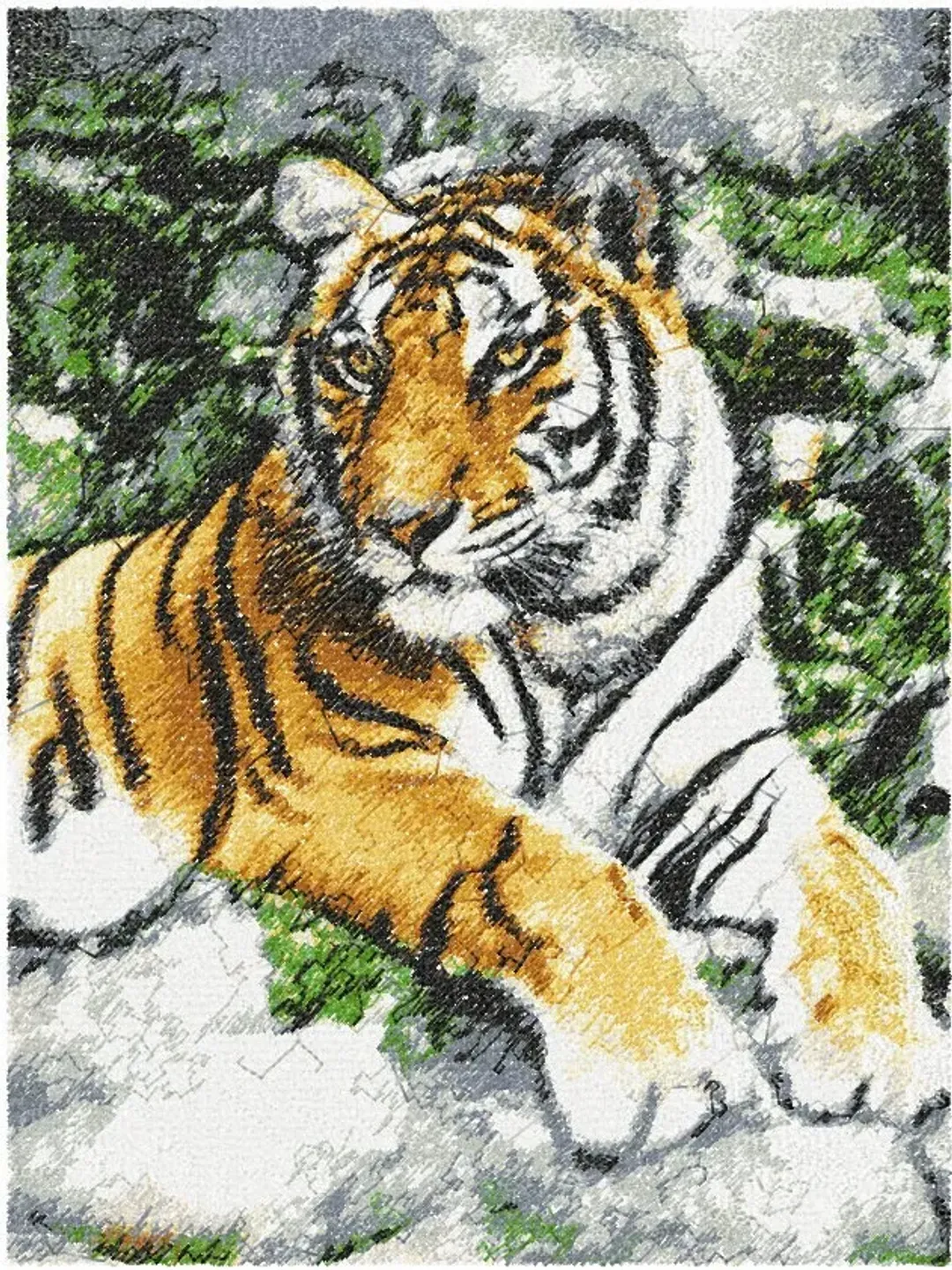 Photo stitch embroidery design Tiger for hoop 6x10 8x11