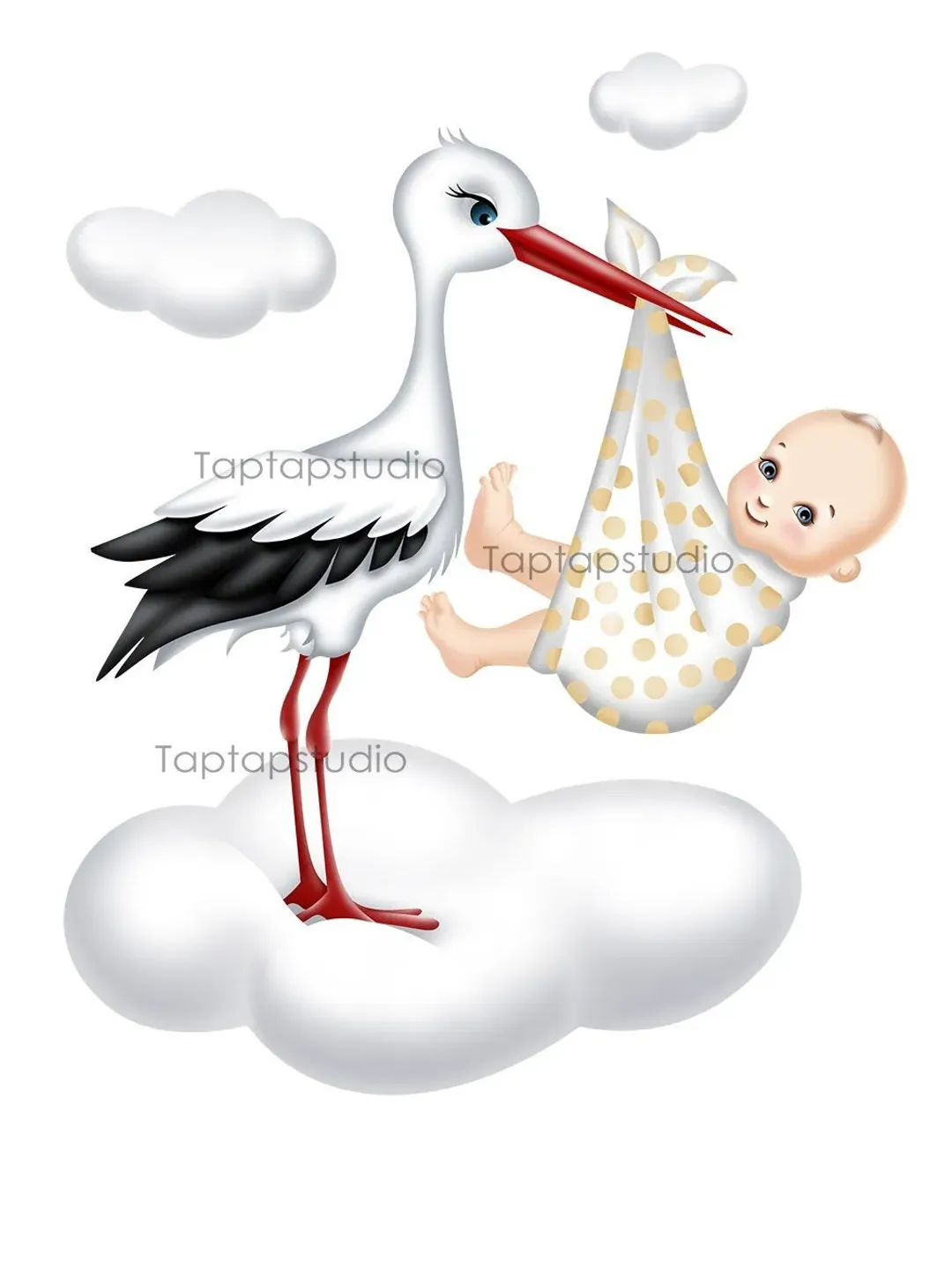 cute little stork mom digital print, png printable, Watercolor illustration, baby shower invitation, Clipart, baby, newborn,  nursery decor