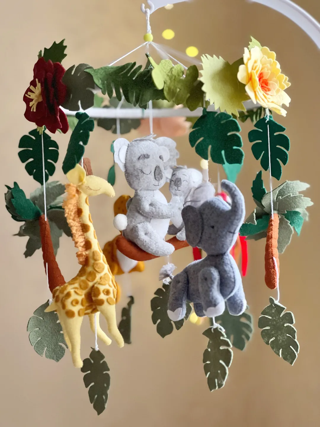 Tropical animals mobile Safari mobile. Felt animals mobile. Crib mobile felt. Handmade musical mobile. Boy mobile