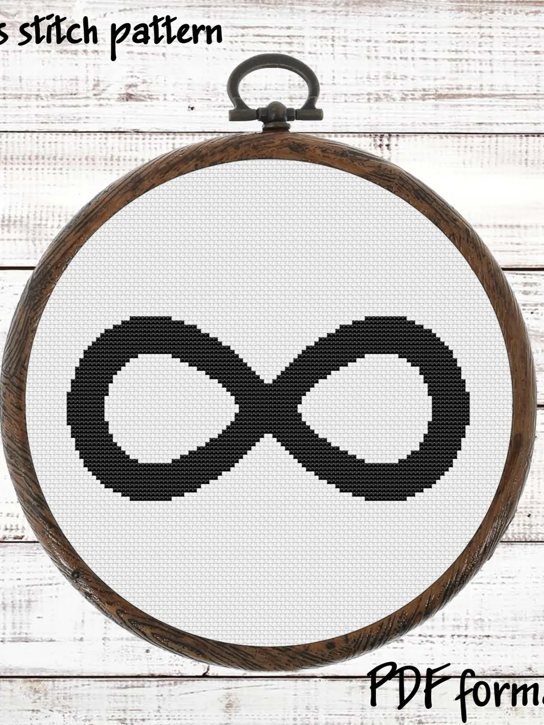 Infinity symbol Cross Stitch Pattern PDF, Cross Stitch Pattern Modern Xstitch, Monochrome Cross Stitch Chart, Silhouette
