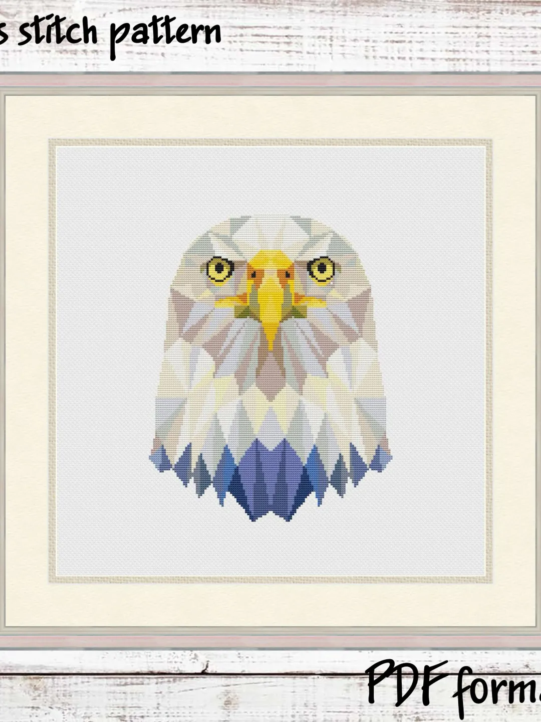 Geometric Eagle Cross Stitch Pattern, Modern Cross Stitch, Geometric Animals Cross Stitch Pattern PDF