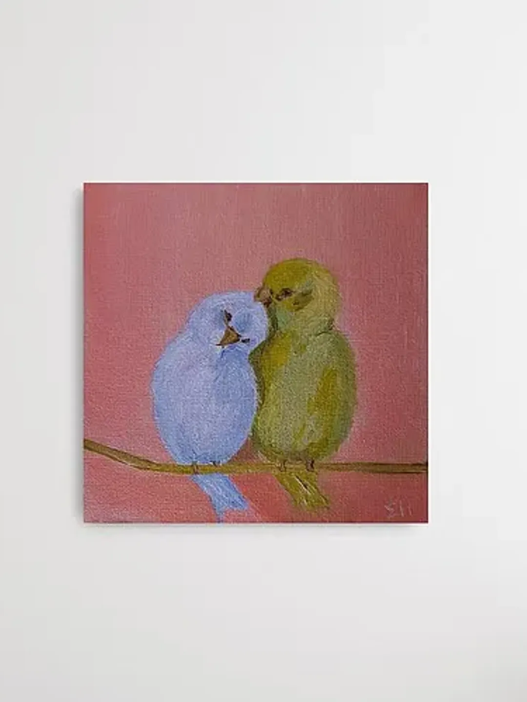 Parrots oil painting Birds wall art Love birds painting