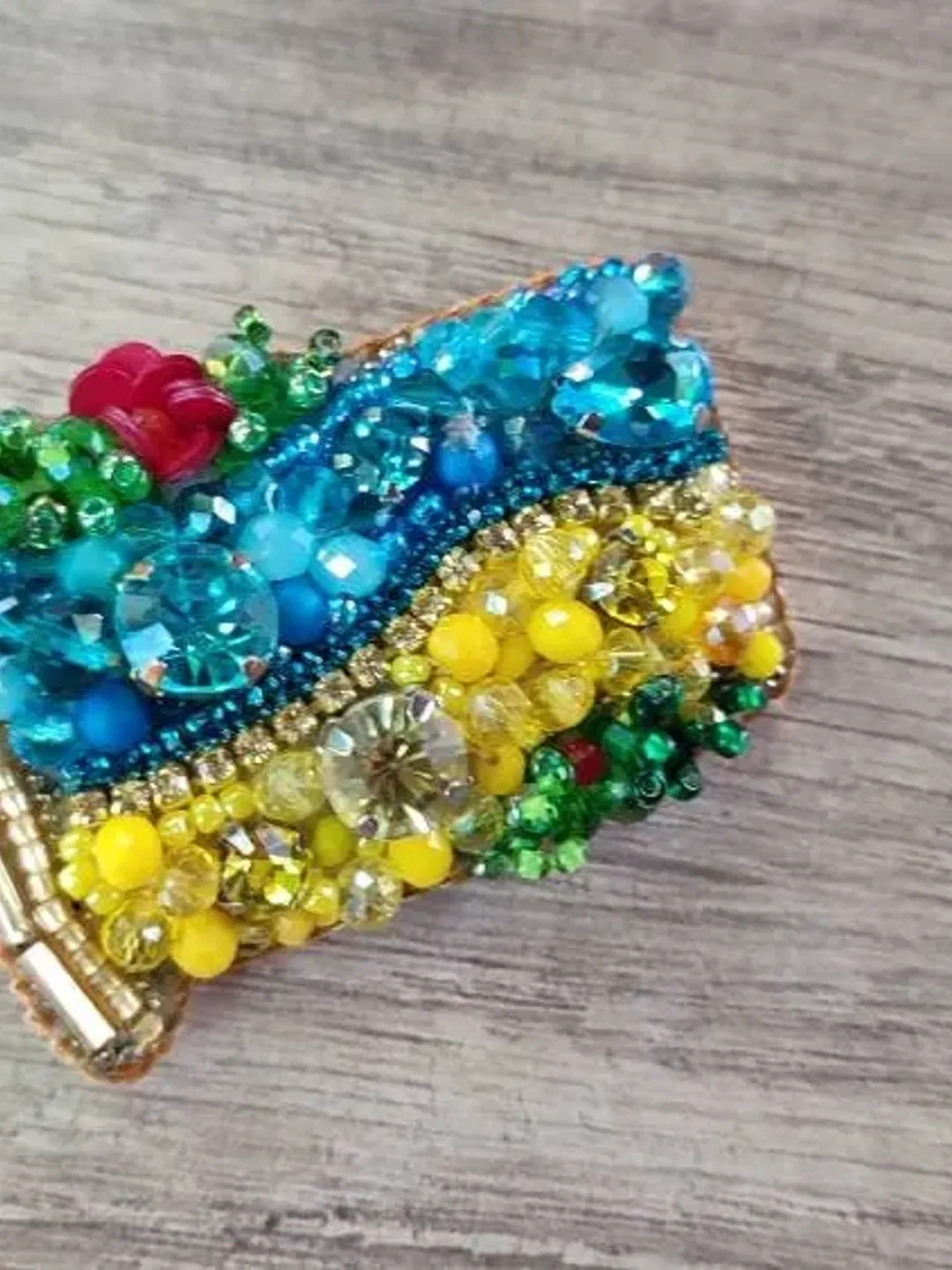 Brooch embroidery Ukrainian flag handmade embroidered beaded brooch embroidered jewelry Embroidered accessories Embroidered gifts