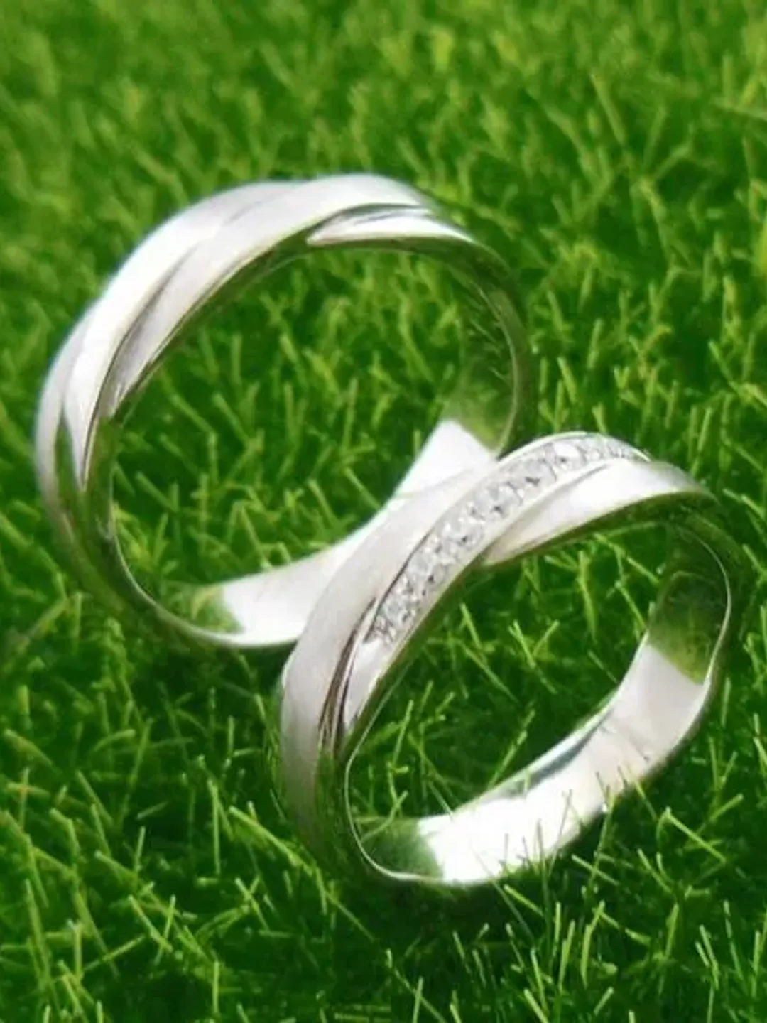 Couples Wedding Bands，Lovers Ring, Solid 14K White Gold Fashion Ring / Diamond Band / Wedding Band