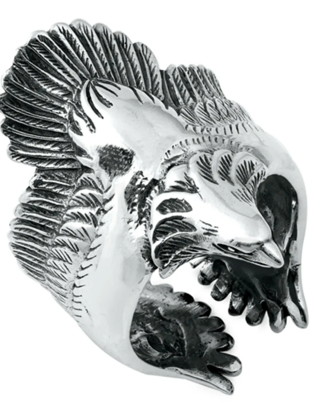 Sterling Silver Men's Eagle Ring, Wing extended Eagle Ring, Eagle Band, Sterling Silver Eagle Ring, Unisex Ring, Adjustable , Size 7 to 13